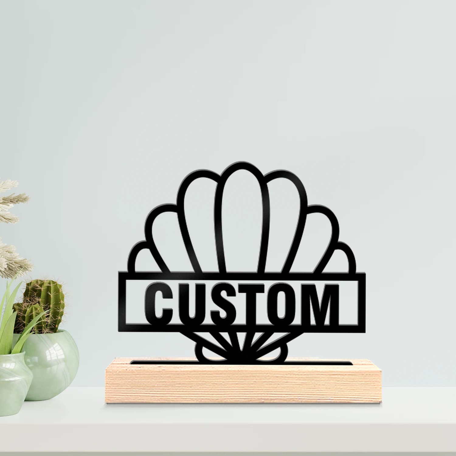 1pc Metal Desktop Decoration Custom Name With Wooden Base Home and Office Decorations,Christmas Gifts
