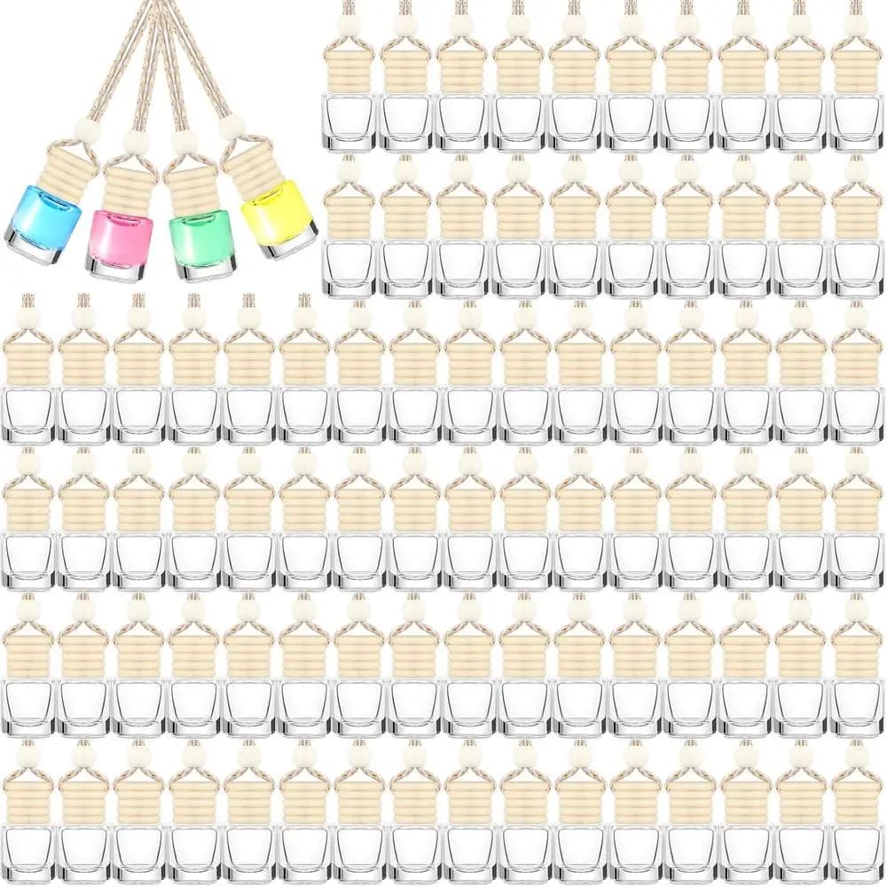 Set da 300 Pezzi di Bottiglie in Vetro da 4,8ml per Profumo Auto con Tappi in Legno per Diffusori di Fragranze o Aromaterapia