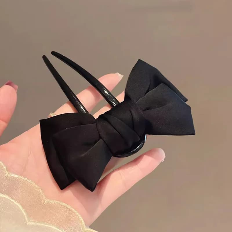 Set of U-shaped hair clips with chic Korean style bow, elegant updo springs for women, wedding hair accessories for everyday use, embellishments
