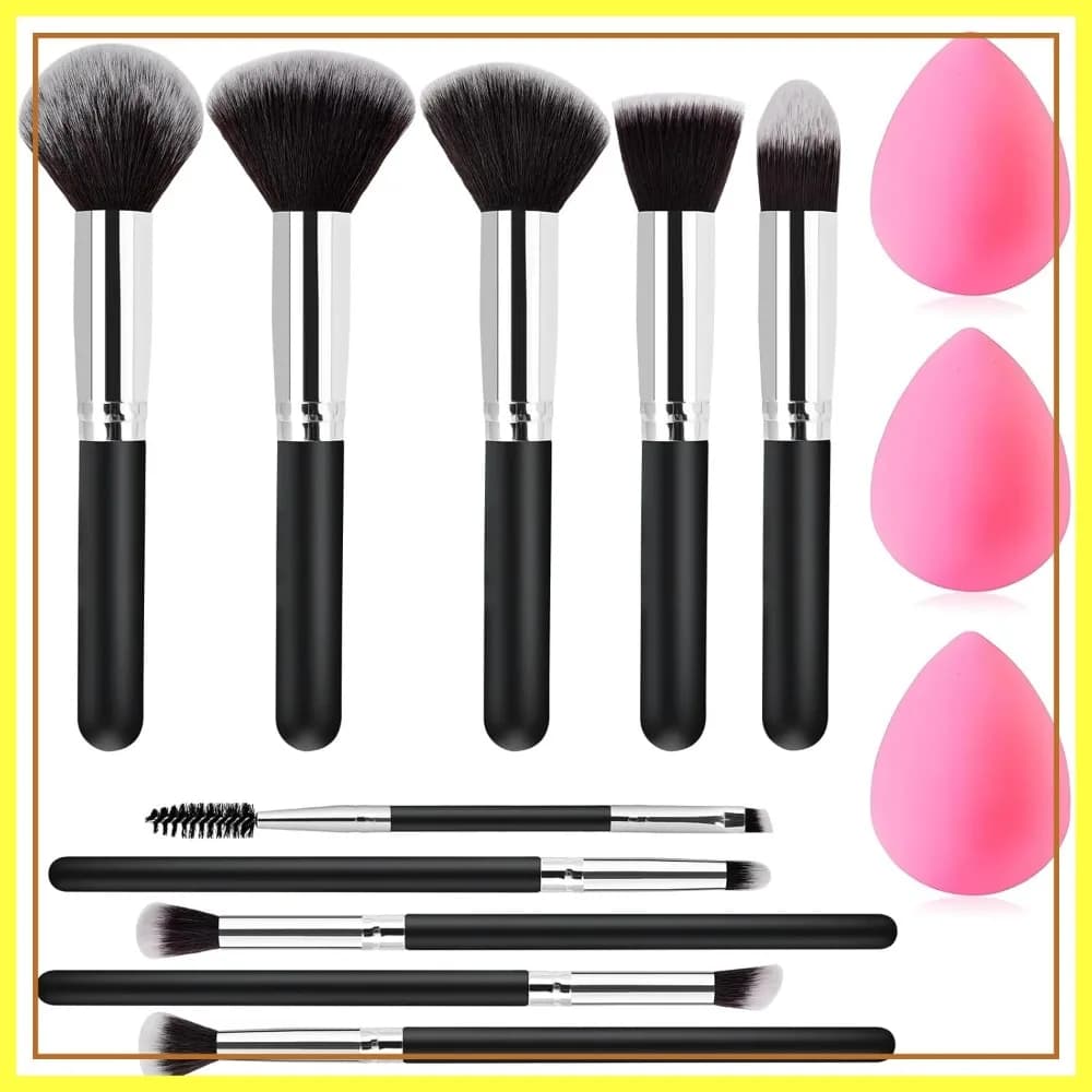 Set di 13 pennelli per il trucco da donna - Kit premium per fondotinta, correttore e fard con spugna, regalo ideale per mamma, moglie, sorella, compleanno