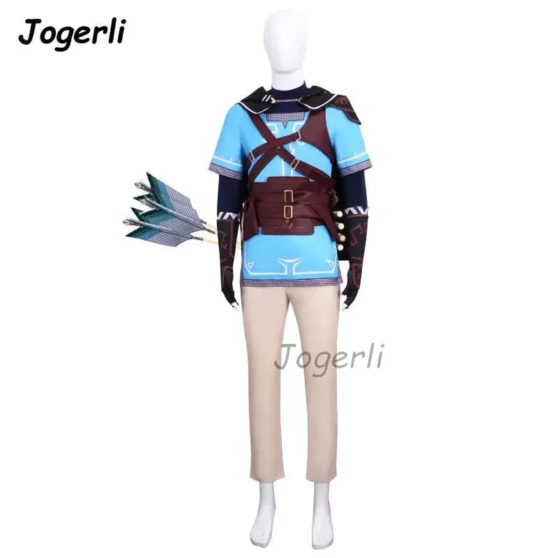 Jogerli Legend Tears of The Kingdom Link Costumi Cosplay Set completo Freccia Gioco di ruolo Parrucca da uomo Valigia di Halloween;6,r'8;p'
