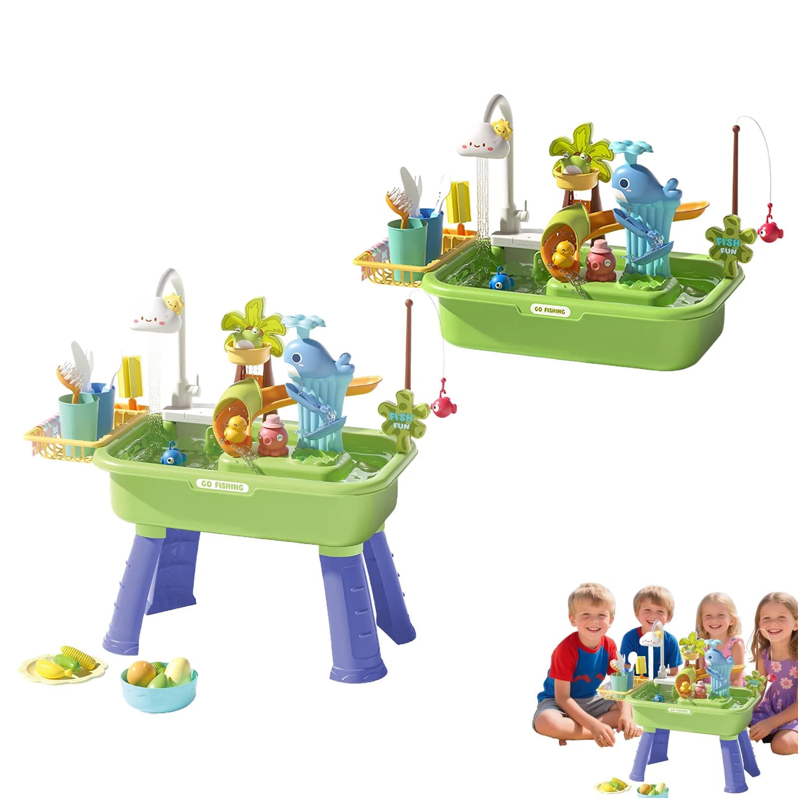 Grande tavolo da gioco con sabbia e acqua per bambini, gioco interattivo sensoriale con sabbia inclusa, per bambine.