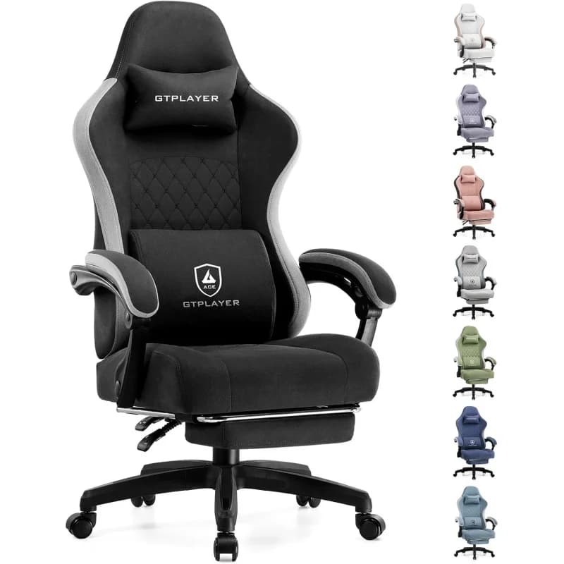 Sedia da Gaming, Sedia da Ufficio con Cuscino a Molle Insacchettate, Braccioli e Poggiapiedi Collegati