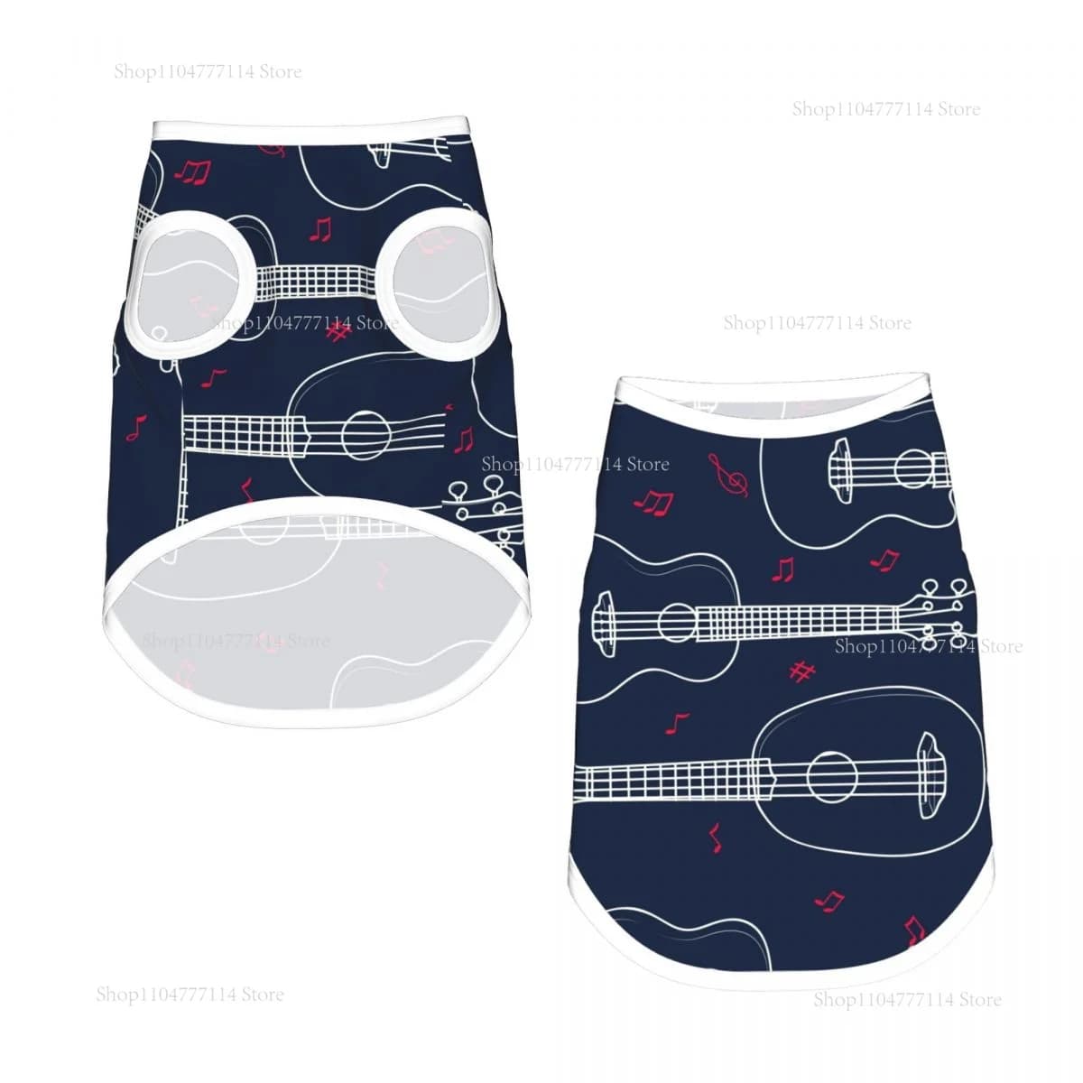 Modello di contorno di ukulele hawaiano Vestiti per cani da compagnia Gilet estivo per cani e gatti Cucciolo di animale domestico Abbigliamento fresco traspirante