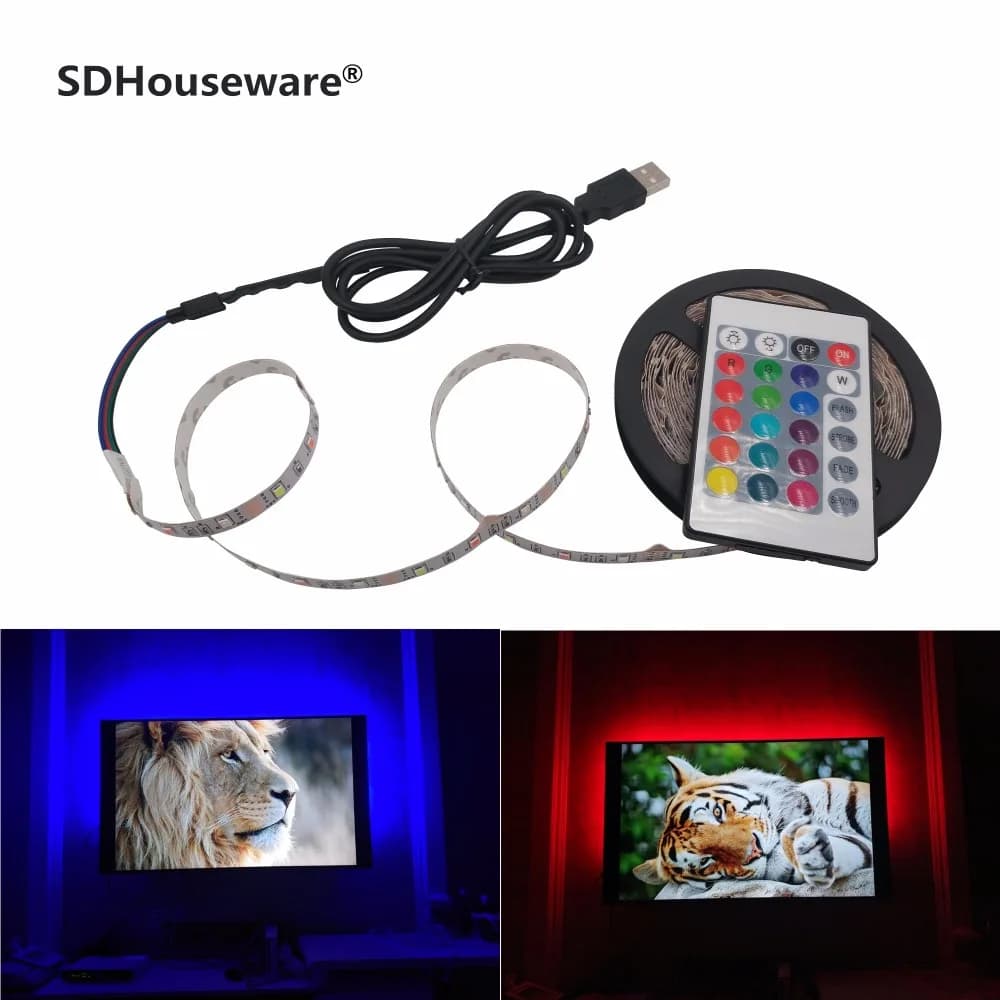 Lampada a striscia LED USB 2835SMD DC5V Nastro flessibile a nastro LED 1M 2M 3M 4M 5M HDTV TV Schermo desktop Sfondo Bias illuminazione