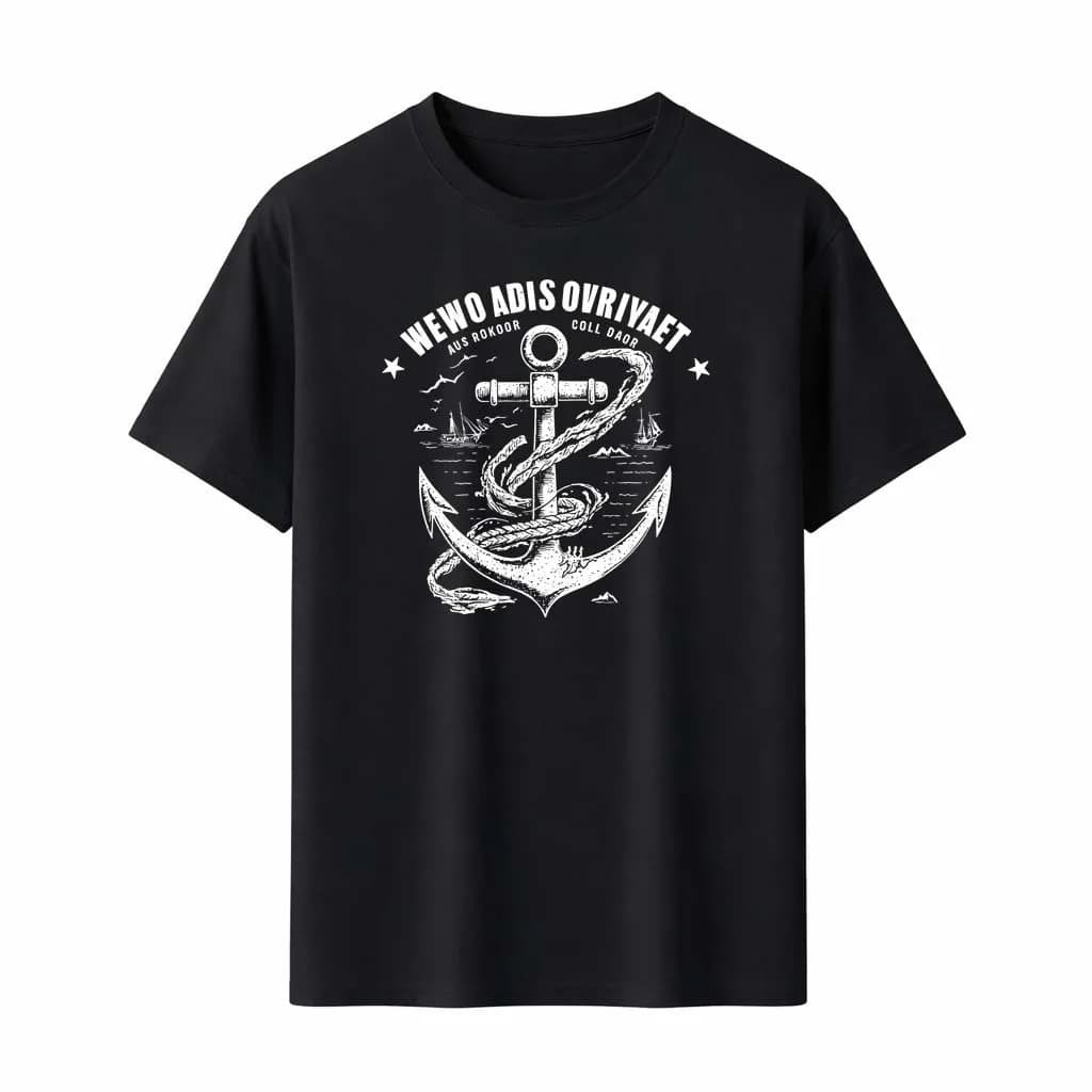 T-shirt con ancora nautica per uomo e donna, stampa con corda da marinaio, stile marino, maglietta nera, moda casual, hunter x hunter