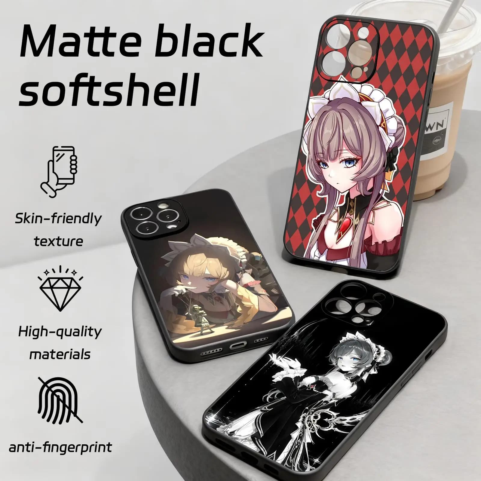Phone Case For iPhone17 16 16e 15 14 13 12Plus Mini Pro Max Soft black Shockproof Cover genshin impact Sandrone