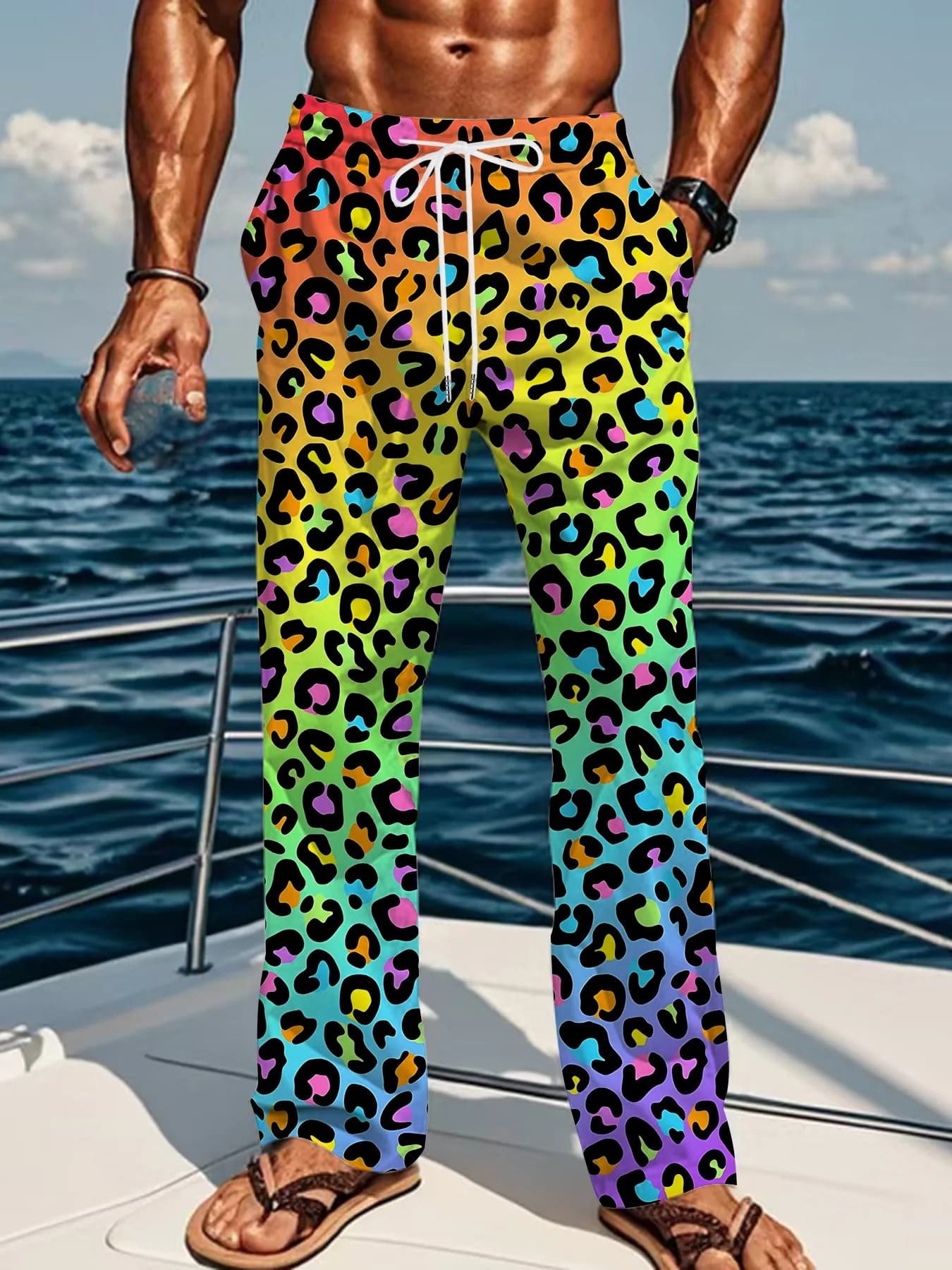 Pantaloni Casual con Stampa a Onde Colorate per Uomo e Donna, Versatili Pantaloni 3D con Blocchi di Colore Intensi, Abbigliamento Streetwear