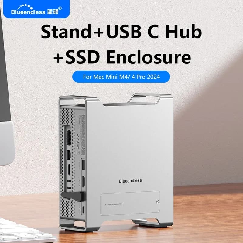 Vendita Hub multifunzione USB C tipo C per 2024 Mini M4/M4 Pro Docking station hub con supporto in alluminio con custodia SSD NVME da 10 Gbps