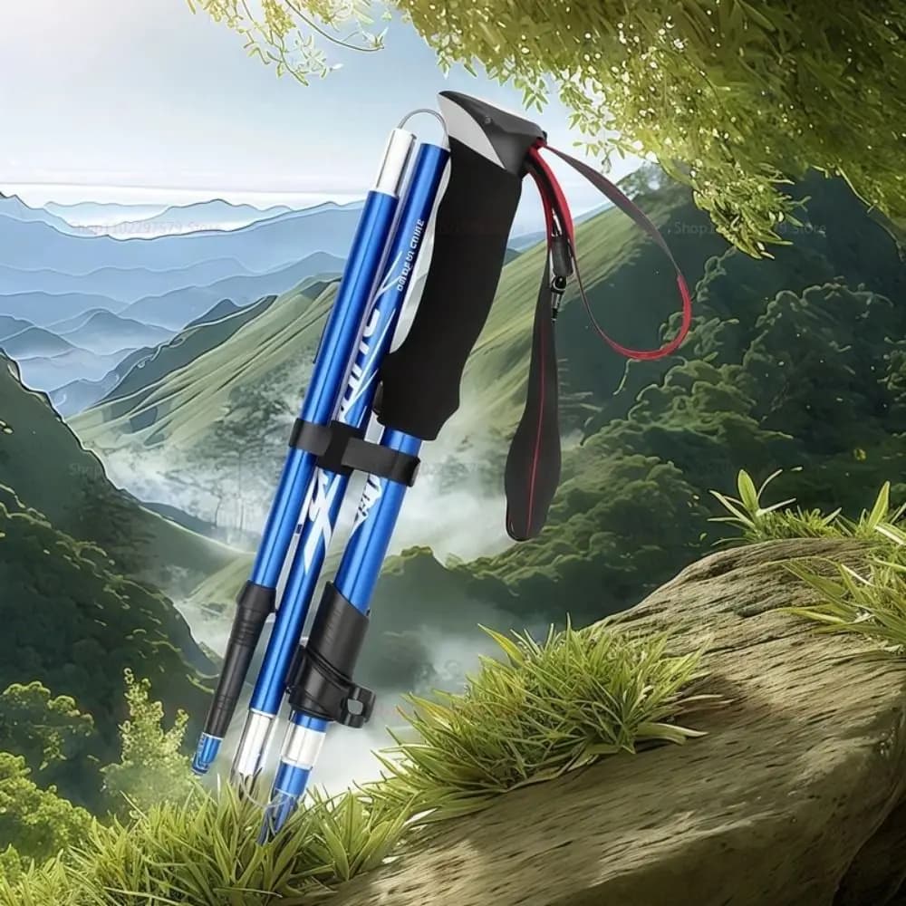 Aluminum Outdoor Trekking Poles Quick Adjustable Locks 3 Section Cross Country Cane EVA Telescopic Walking Sticks