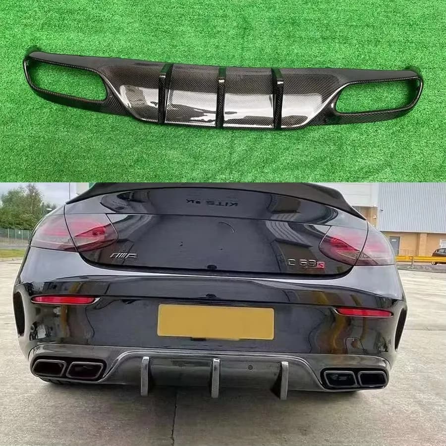 For Mercedes Benz C Class W205 C43 C63 C200 C260 C300 Two doors Carbon Fiber Car Rear Bumper Diffuser Splitters Spoiler Back lip