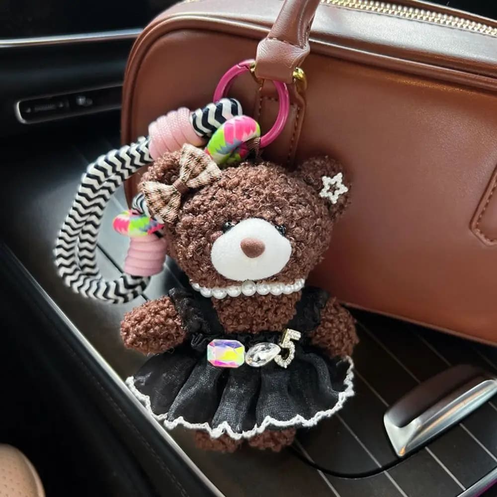 Portachiavi Orsetto Cartone Animato Trendy con Gonna Morbida, Ciondolo Creativo per Borsa, Morbido e Soffice, Kawaii, per Chiavi Auto, Ornamento da Appendere