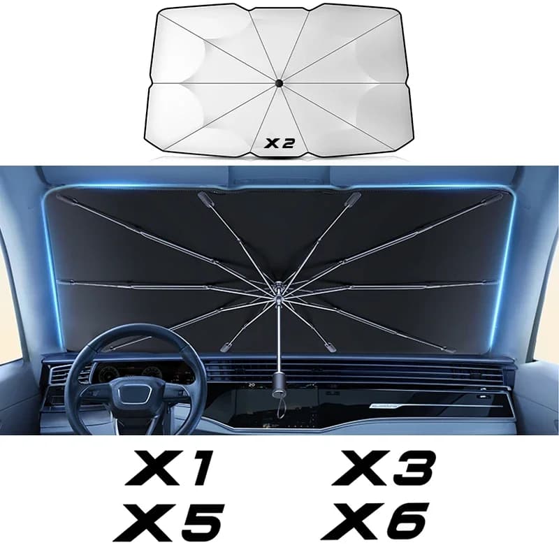 Blocchi parasole per parabrezza auto, ombrello riflettore a raggi UV, per BMW X5 E70 F15 G05 X1 F48 X3 F25 X6 E71 X2 F39 X4 F26 X7 G07