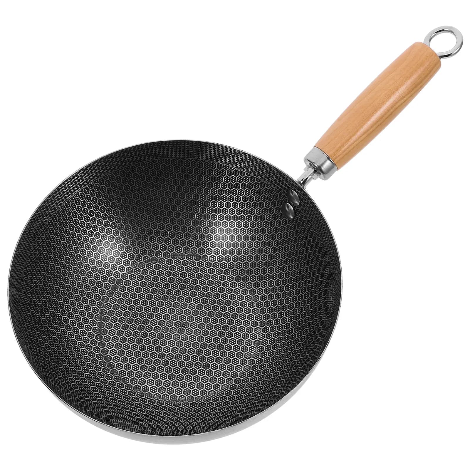 Padella a Nido d'Ape in Acciaio Inox Antiaderente con Manico Ergonomico, Utensile da Cucina per Fornelli a Gas, per Saltare in Padella, Barbecue e Cottura di Bistecche