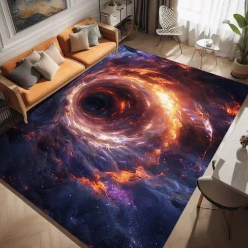 Abstract Universe Black Hole Floor Mat Anti Slip Suitable for Living Room Bedroom Kitchen Mechanical Indoor Outdoor Decoration