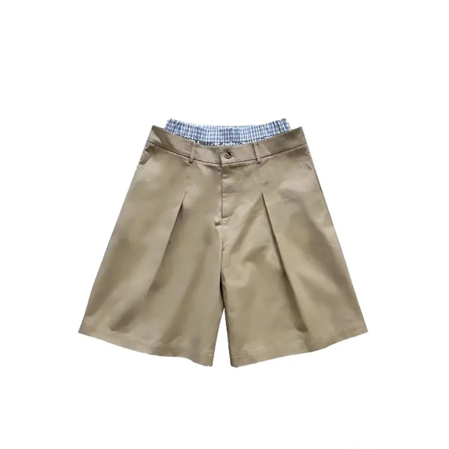 Mauroicardi Primavera Estate Plaid Patchwork Pantaloncini kaki per uomo Doppia vita Pantaloni al ginocchio Designer di lusso Emo Clothes 2025