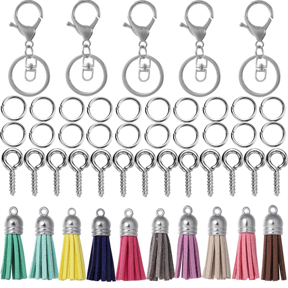 65 pz/set Portachiavi con Portachiavi Anelli di Salto Occhio Spille Colorate Nappa Pendenti In Resina Epossidica per Gioielli FAI DA TE Che Fanno Accessori