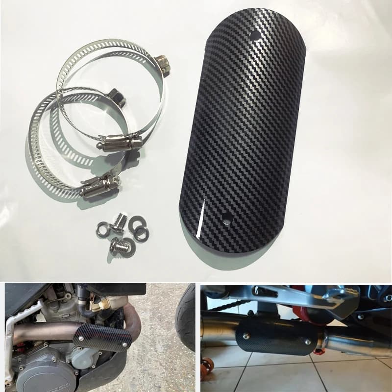 Tubo di scarico universale per moto Stile fibra di carbonio Copertura scudo termico Protezione marmitta Protezione Accessori moto