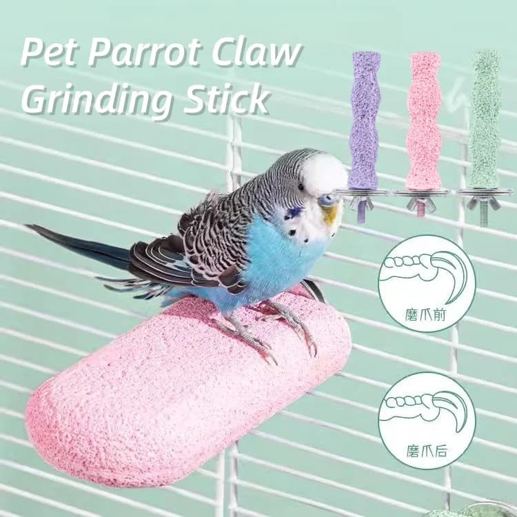 Pet Parrot Claw Grinding Stick Wooden Stick Bird Perching Sand Parakeet Grinding Bar Teeth Bites Toy For Parrot Cage Accessories