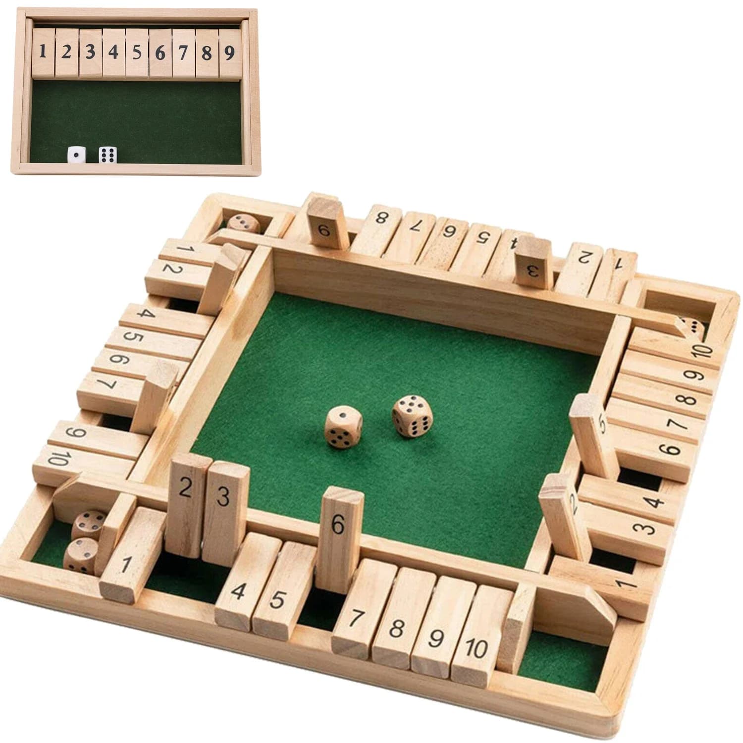 2-4 giocatori Lettini matematici in legno e dadi Scatola da tavolo Gioco Capacità di pensiero cognitivo Istruzioni di scatola chiusa in legno Deluxe Adulti Bambini