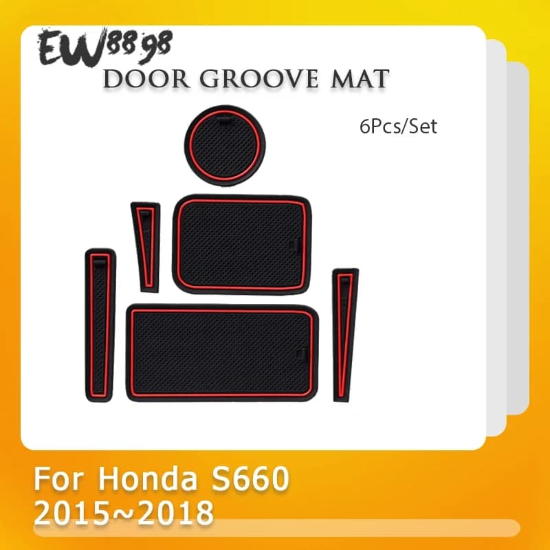 Door Groove Mat For Honda S660 2015 2016 2017 2018 Gate Slot Pad Version Non-Slip Rubber Interior Cup Cushion Car Accessorise