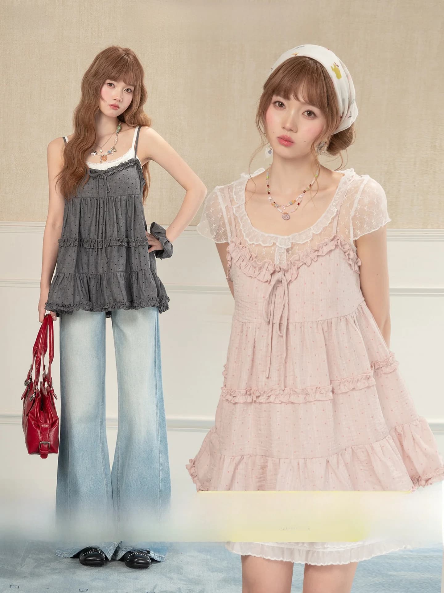 Top Halter da Donna Stile Sweet Girl a Pois, Morbido e Versatile, con Dettagli in Legno, Estivo Casual in Poliestere