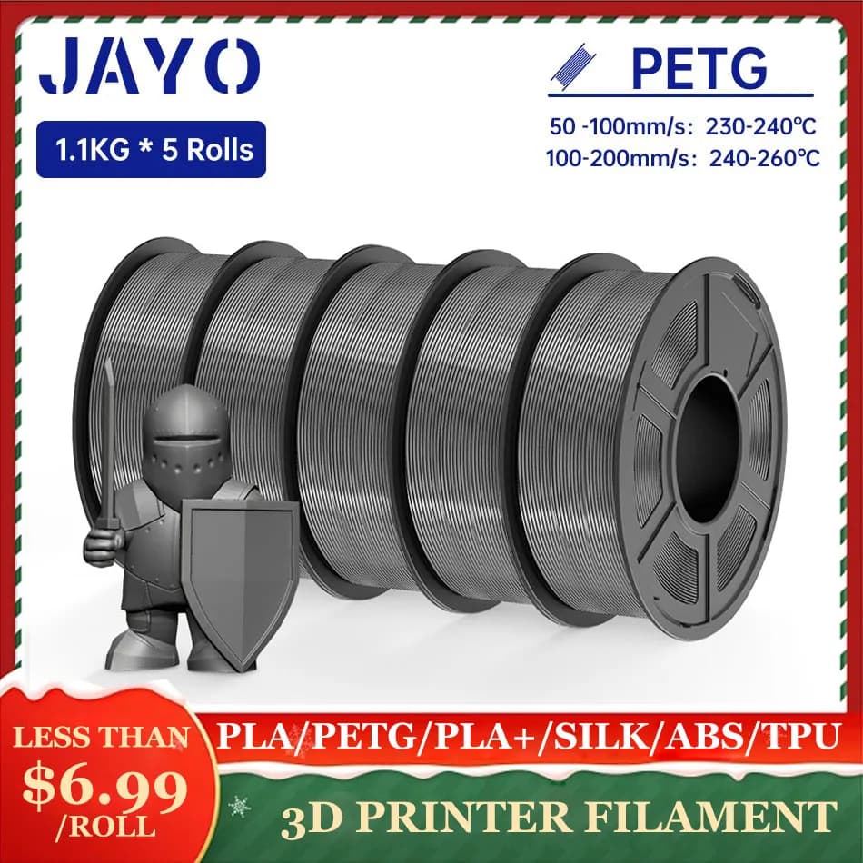 JAYO PLA Meta/ABS/PETG/SETA/PLA Filament 1.75MM 5 Rolls 3D Printer 100% Without Bubble for FDM Gift Material FAI DA TE Fast Shipping