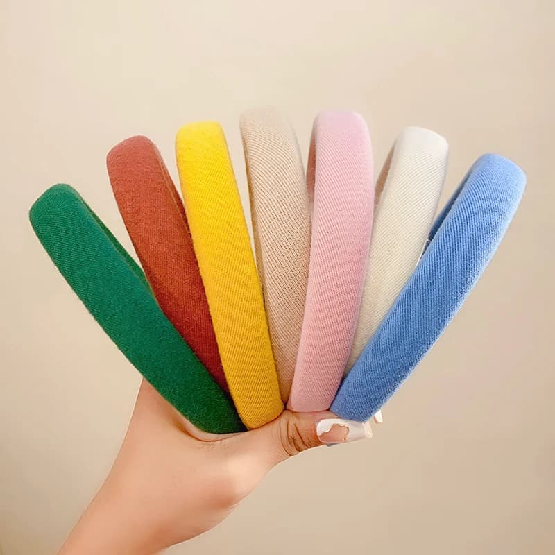 Colorful linen hair band, simple and essential, for facial washing, wide circle, hair accessories