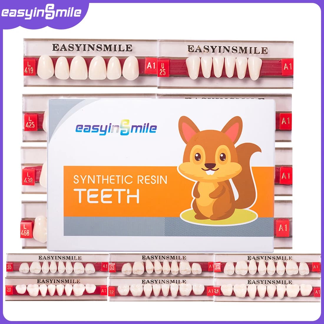 16/12 set denti dentali per protesi denti in resina acrilica A2 superiore anteriore A3 2 strati modello di educazione dentale EASYINSMILE