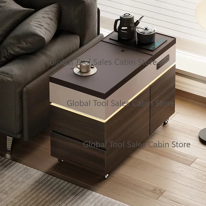 Italian minimalist mobile tea cabinet with kettle integrated sofa coffee table high-end coffee table for the house