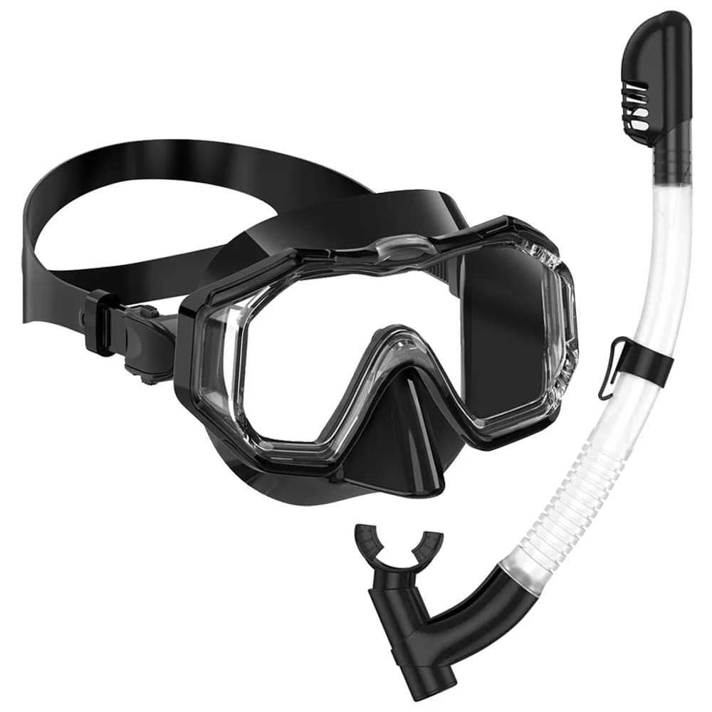 Snorkeling mask set Swimwear for scuba diving 3 windows Panoramic Large HD view Dry Top Anti-lost for adults and children