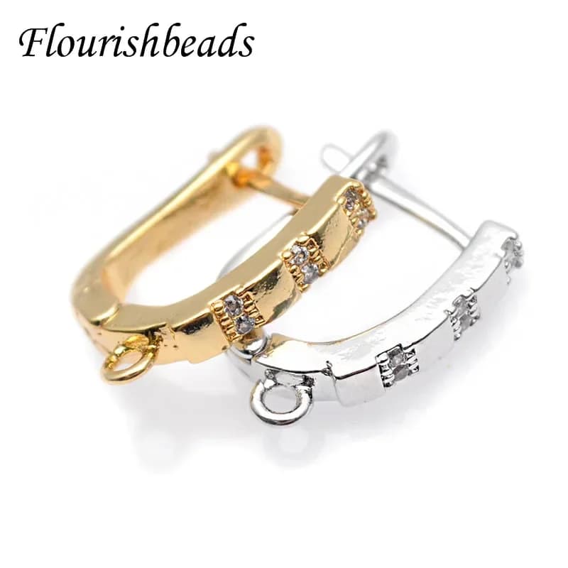 Newcomer CZ Beads Floored Hooks for Round Arc Earrings for DIY Jewelry making accessories supplier 30 pcs/lot