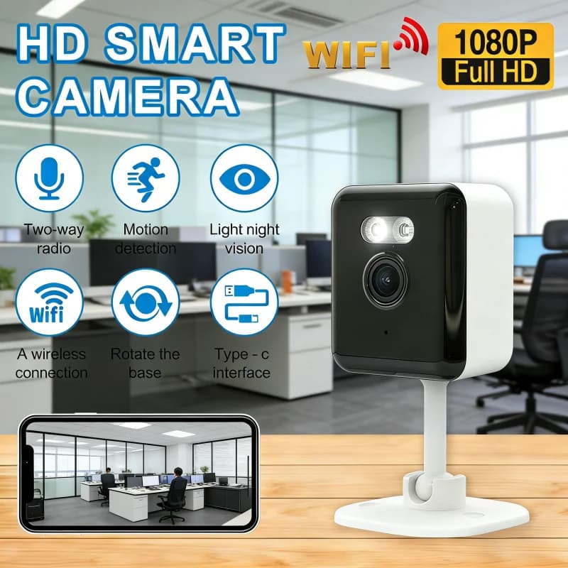 Mini Telecamera di Sicurezza HD, Telecamera IP WiFi per Interni, Telecamera di Sorveglianza CCTV con Visione Notturna a Colori, Monitor per Bambini