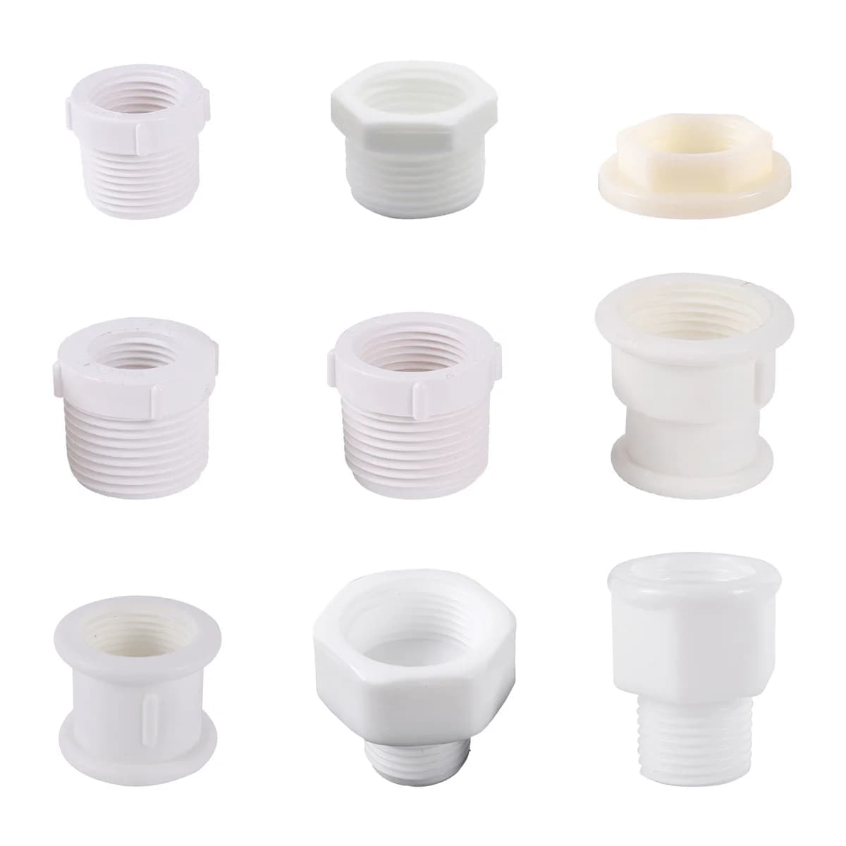 3/4" 1" 1/2" 3/4" 1" Threaded Reduction Connectors for Garden Irrigation, Plastic Joints for Aquarium, Shoe Pipe Fittings, 5 Pieces