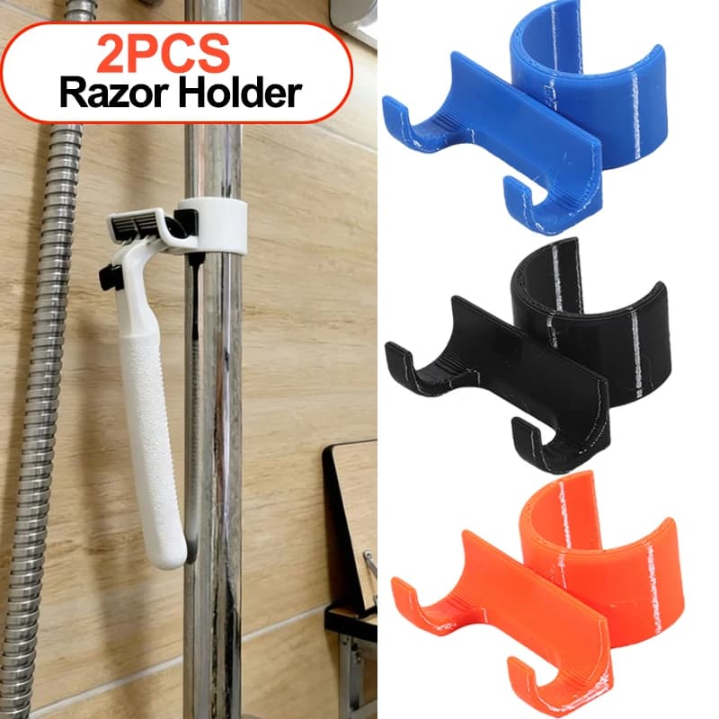Supporto per rasoio antiscivolo da 2 pezzi per asta doccia, adatto a pali da 23-25 mm. Gancio per asciugamano e palla da doccia, accessori da bagno portatili per viaggi.