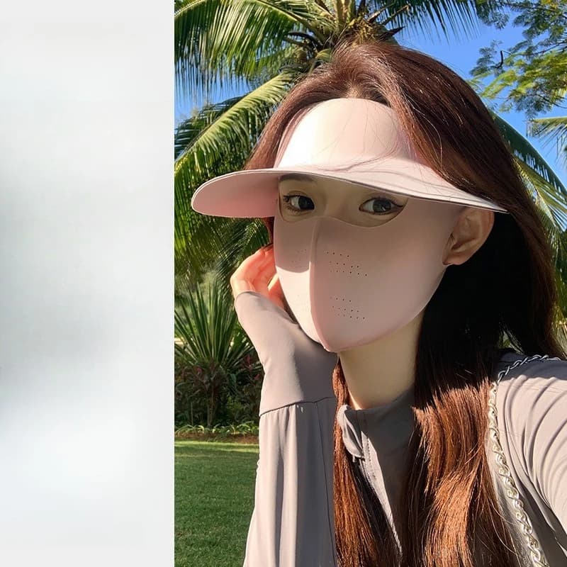 Cappello da sole senza cuciture per donna - Maschera estiva staccabile per ciclismo con protezione UV completa - Visiera aperta Facekiwi
