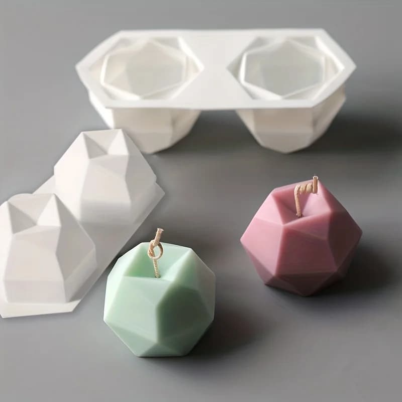 Stampo per candele a forma di sfera a 2 griglie, 2 pezzi, cubo magico, forma geometrica rotonda creativa, stampo in silicone