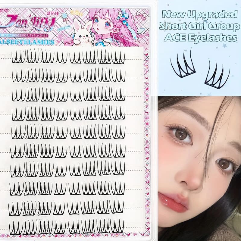 10 Rows Korean Girl Group Style False Eyelashes U-Shape Wispy Idol Lashes Natural Enlarging Self-Adhesive Eyelash Extension