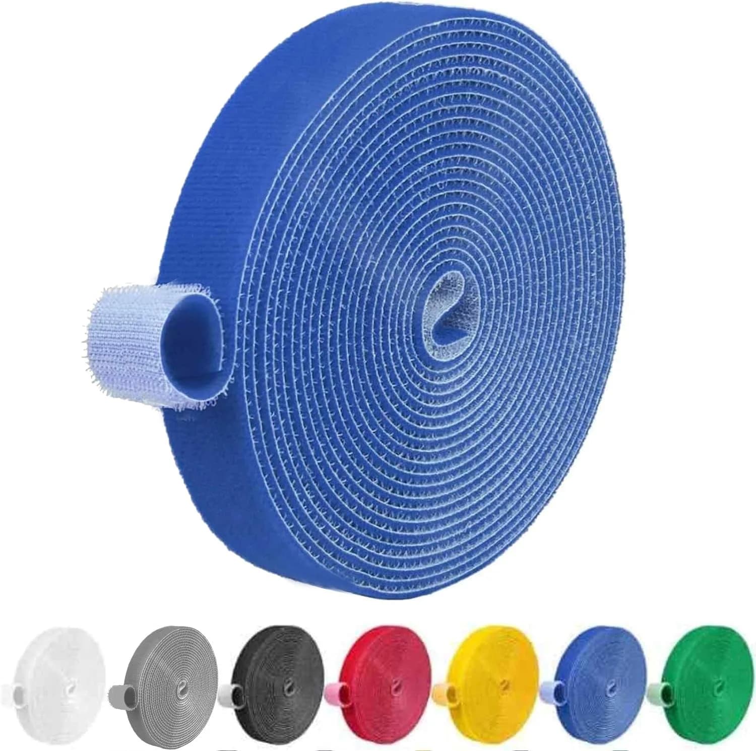 Fascette stringicavo riutilizzabili da 5 m/rotolo con gancio e anello, nastro di fissaggio per l'organizzazione dei cavi, per la gestione dei fili e l'organizzazione domestica