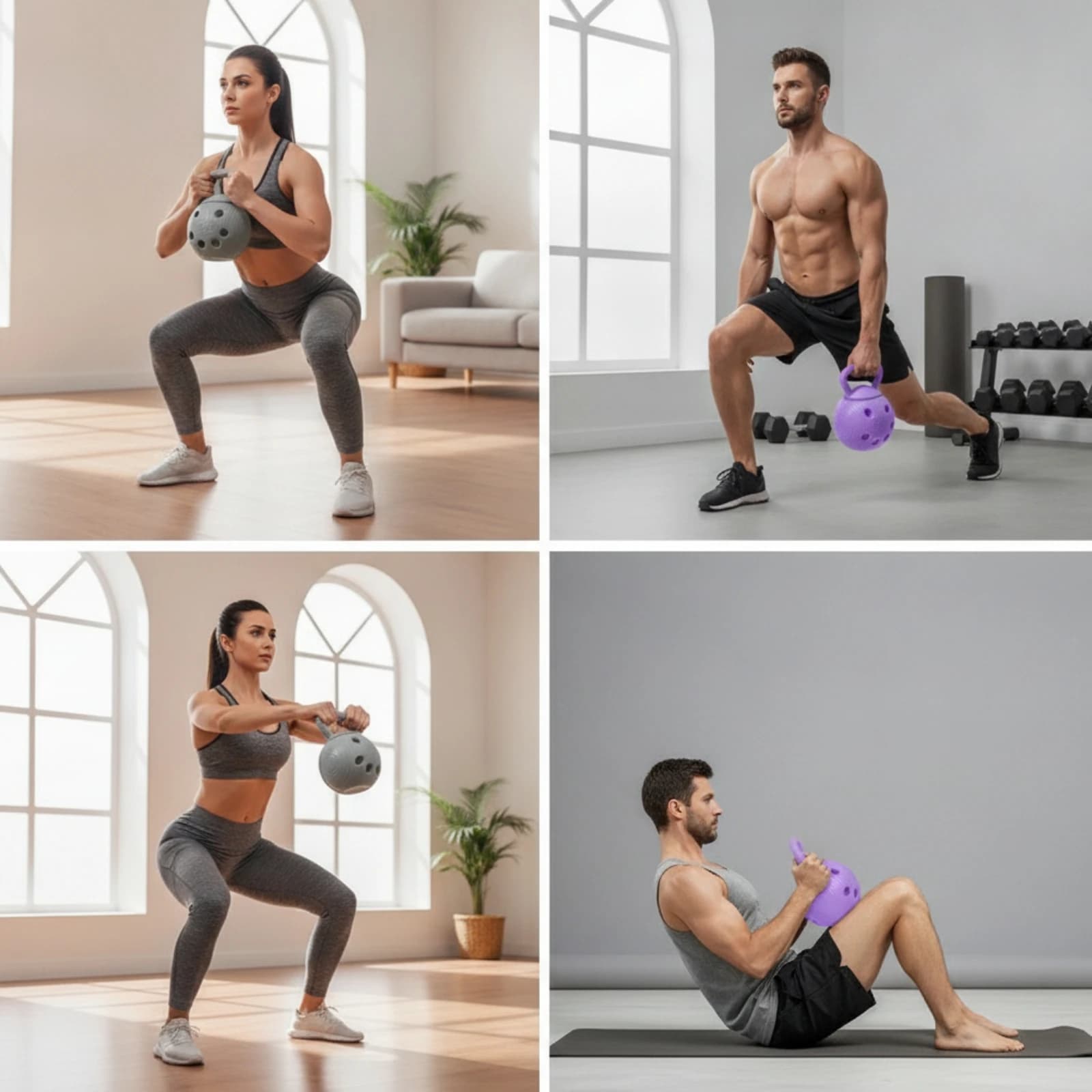 Multi-Handhold Kettlebell Ribbed Kettlebell with Grip Openings Training Weight Long-Lasting Eco-Friendly for Fitness Enthusiasts