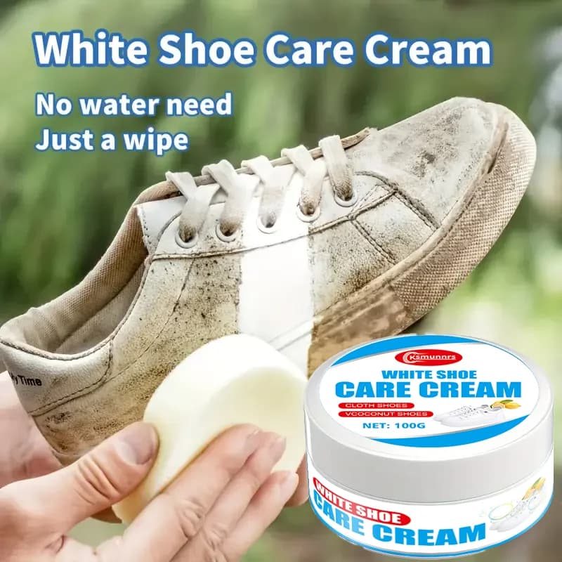 Sbiancante rapido per scarpe (100G): spugna gratuita inclusa, rimuove l'ingiallimento per scarpe da ginnastica, stivali e scarpe di tela efficaci