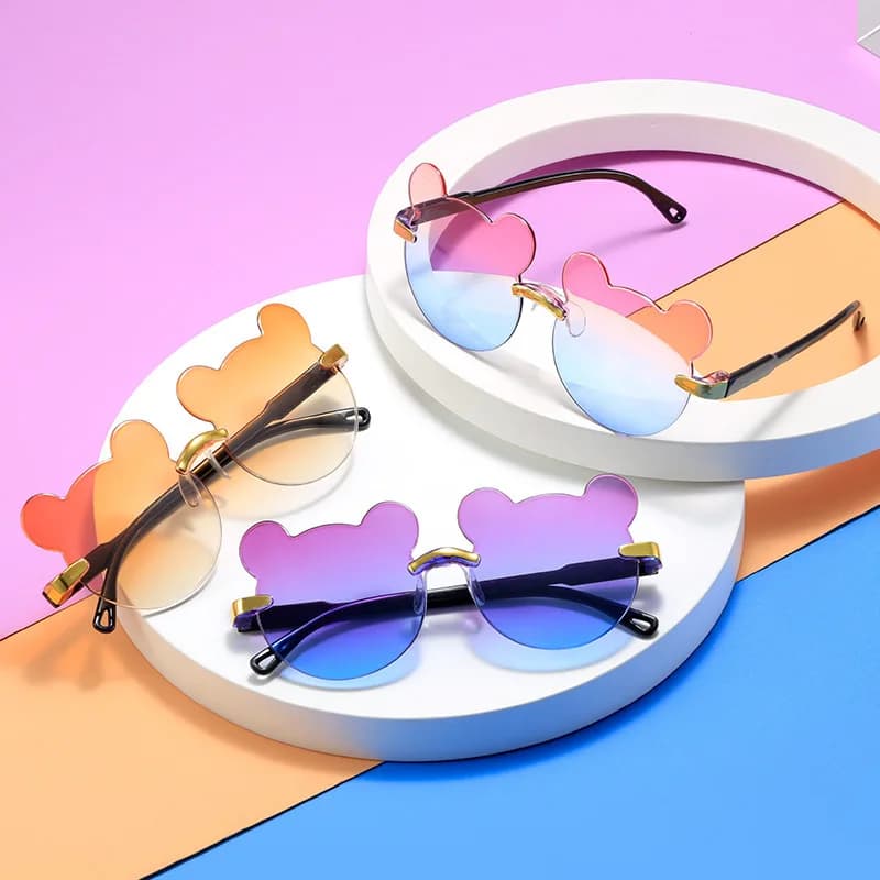 Occhiali da sole per bambini, occhiali da sole, resistenti ai raggi UV, alla moda e carini per ragazzi e ragazze, orecchie da orsacchiotto, occhiali da sole
