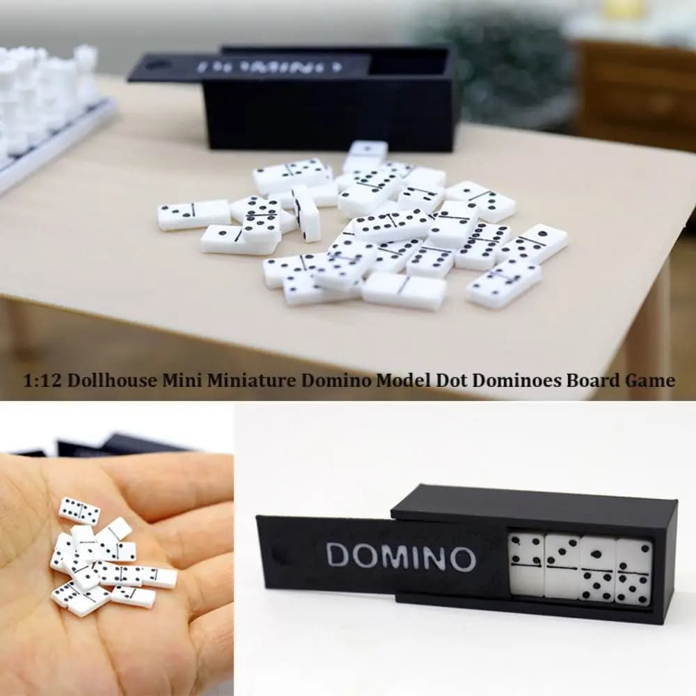 1 Set Nuovo 1:12 Casa Delle Bambole In Miniatura Domino Modello Dot Mini Nero e Bianco Domino Gioco Da Tavolo PLA Edificio Giocattoli di Apprendimento