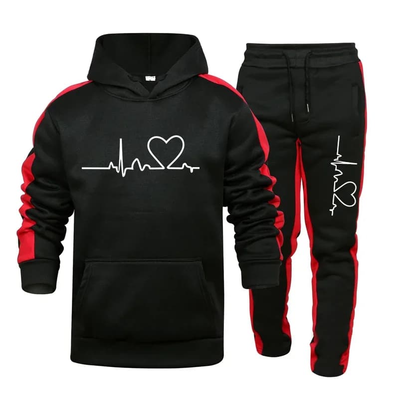 Mens Tracksuit Printed Casual Sweatshirt Sweatpants Set Outdoors Sports Jogging Mens Clothing Autumn Winter Stripe Hoodies Suit