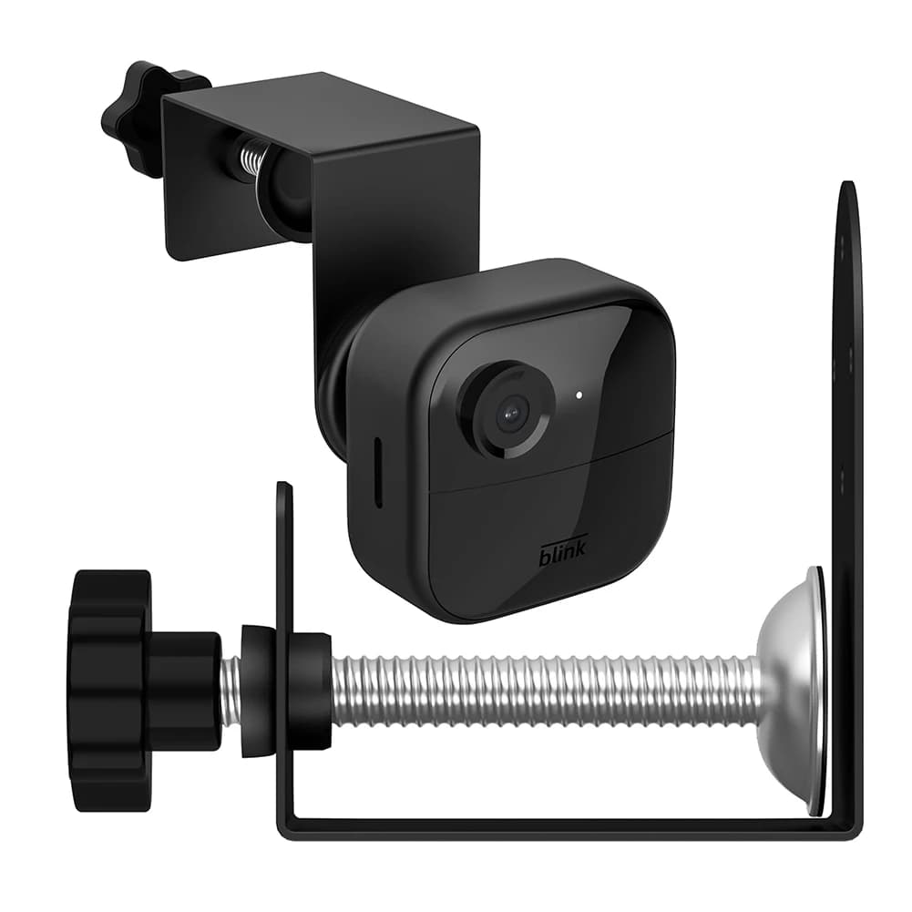 Supporto per porta/grondaia 360 ° Supporto per clip in metallo per fotocamera antifurto con morsetto a clip regolabile, nessuna perforazione per Blink Outdoor 4 (4a generazione)