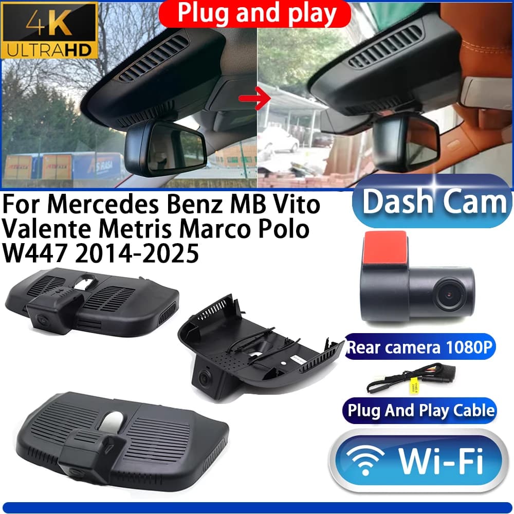 HighCity for Mercedes Benz MB Vito Valente Metris Marco Polo W447 2014-2025 Dash Cam Camera DVR 4K Plug and Play Video Recorder