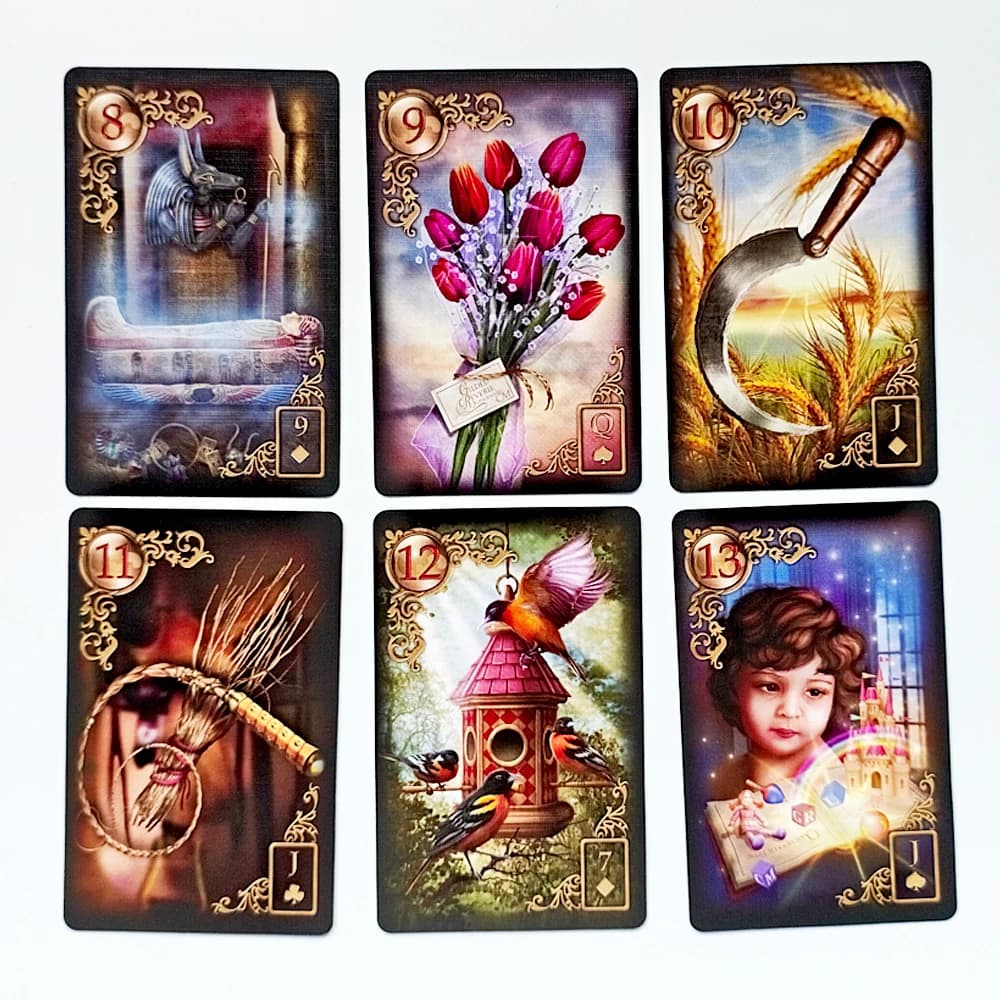 Mazzo Reverie Lenormand dorato 36 carte Lenormand stampate su cartoncino doppio goffrato 350GSM - 9*6 cm