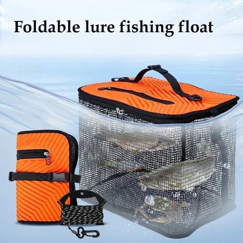 Floating Fish Basket, Foldable Fishing Rack Bucket, Portable Foldable Fishing Net for Storing Fishing Equipment in The Cage