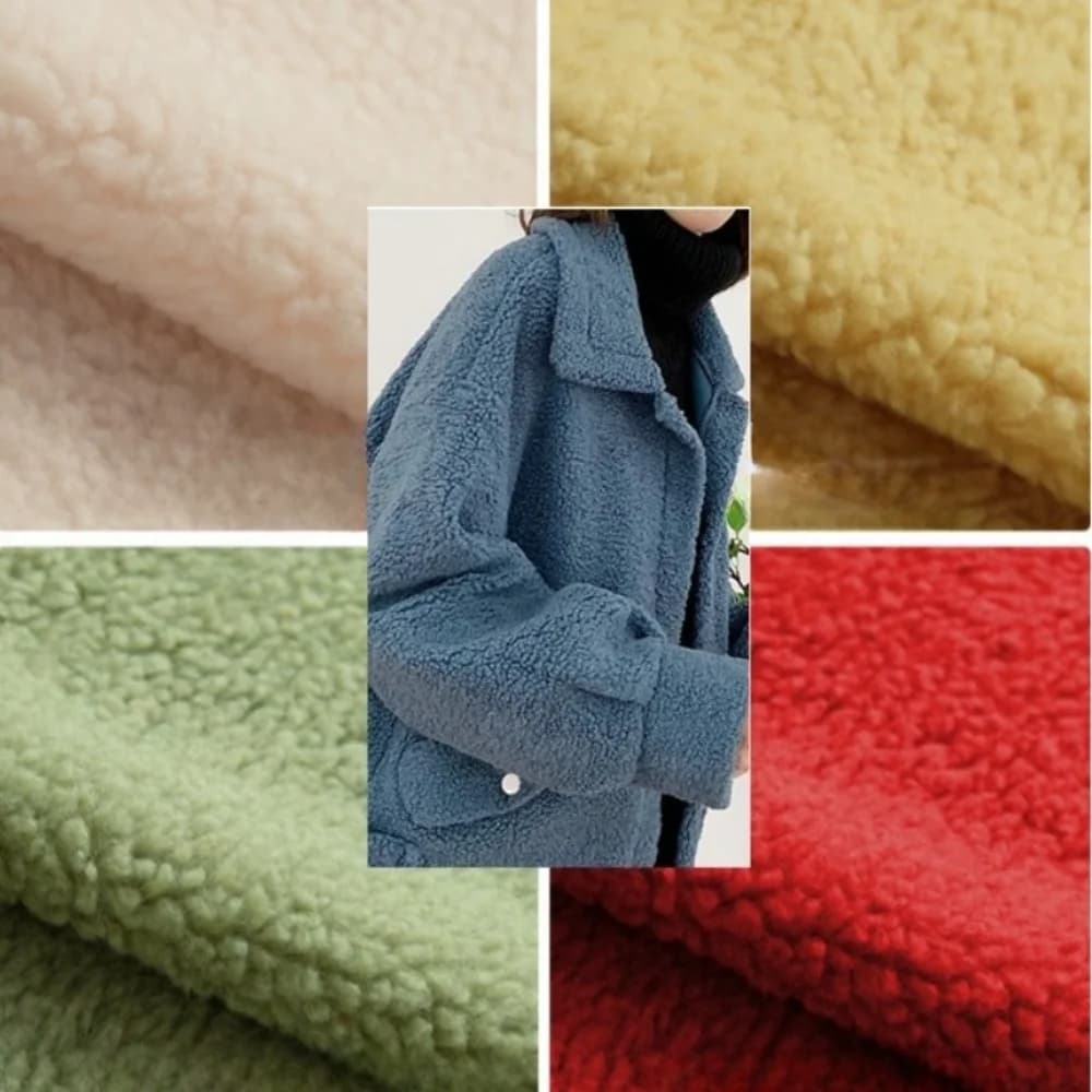 Lamb Fleece Fabric for Jacket Lining Tracksuit Thick Coral Cotton Warm Lining Doll Flannel By The Meter for Diy Sew Cloth