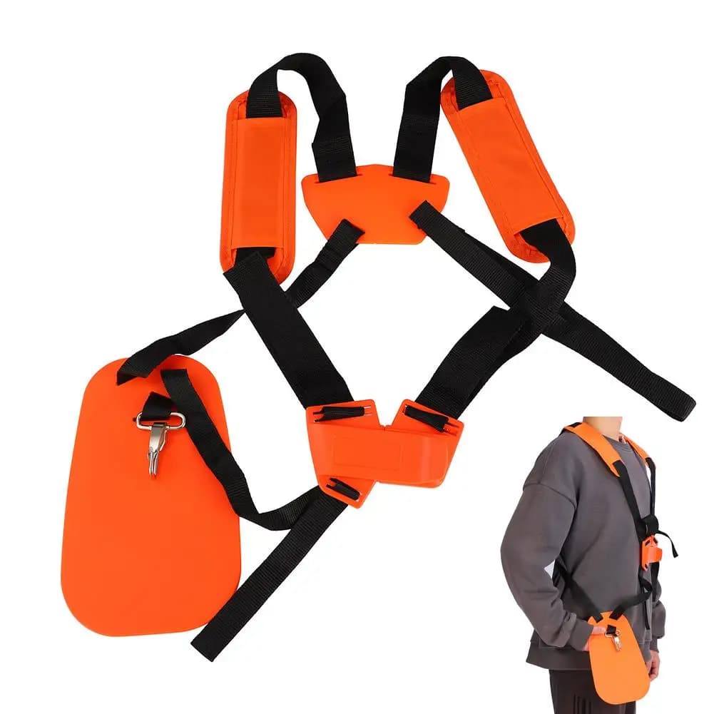 Double Shoulder Strap Grass Trimmer Brush Cutter Harness Belt High-strength Wear-resistant Harness Garden Power Pruner Orange